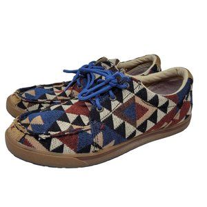 Womens Twisted X Hooey Red White and Blue Geometric Aztec Loafer Moccasins 8.5M